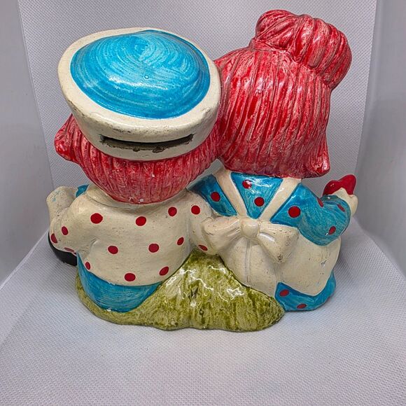 Vintage Raggedy Ann & Andy Piggy Bank "I Love You" 1970s Bobbs-Merrill Co. Korea - Picture 14 of 16